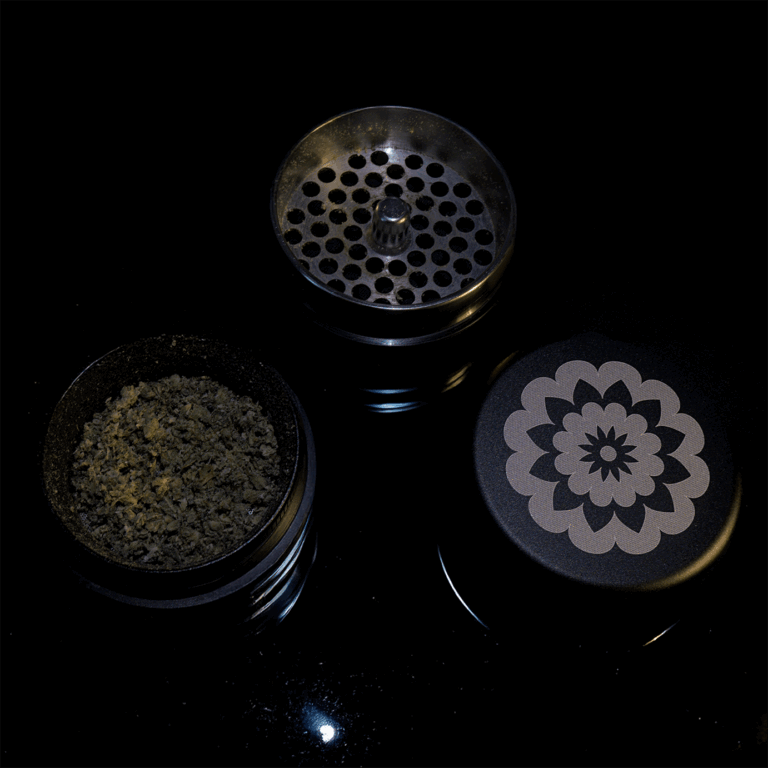 Cannabis flower ground in stainless steel FlowerMill for vaporising