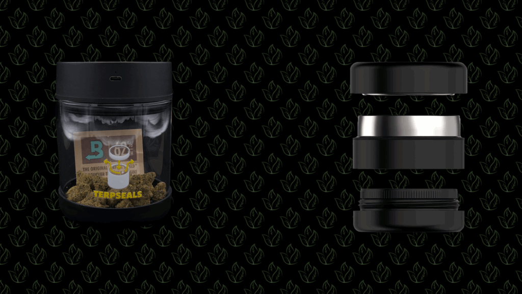 Cannabis storage jar and grinder for medical flower preparation